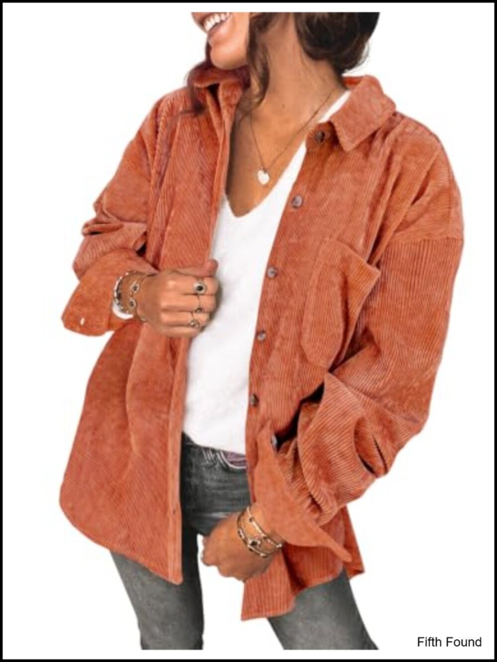 Oversized Corduroy Shacket Button Down Shirt Jacket